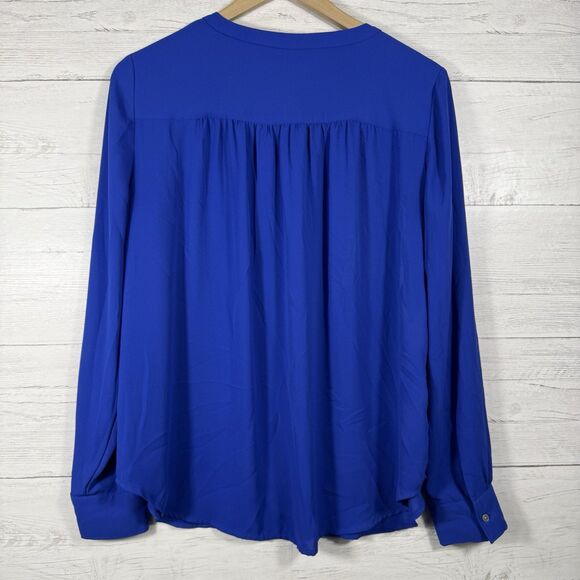 Loft Womens Size Medium Blue Chiffon Long Sleeve Blouse Business Casual - Picture 5 of 5